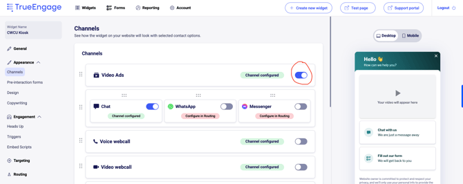 Adding a video to your TrueEngage widget for Genesys Cloud